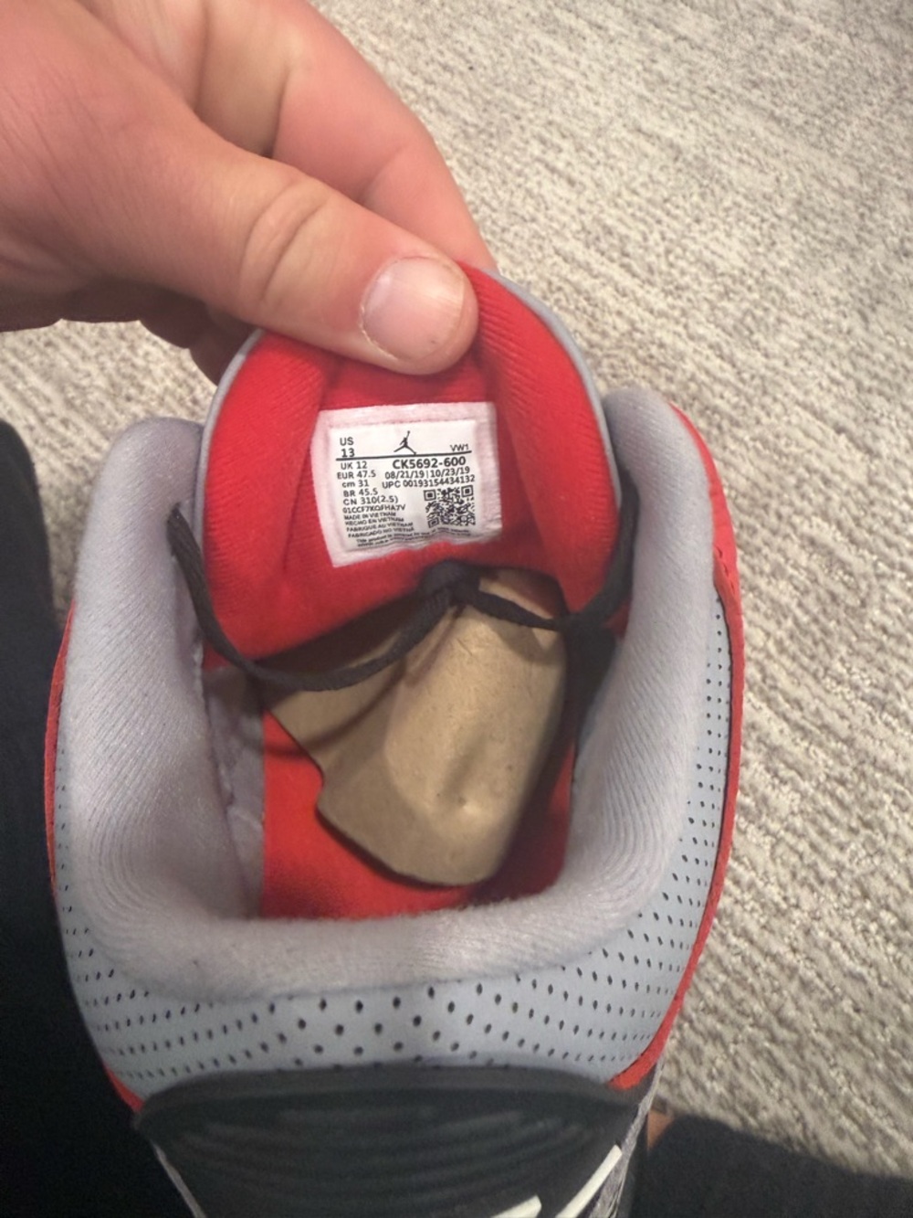 Air Jordan 3 Retro SE “Unite” Fire Red Cement Men’s Size 13 - Picture 3 of 6